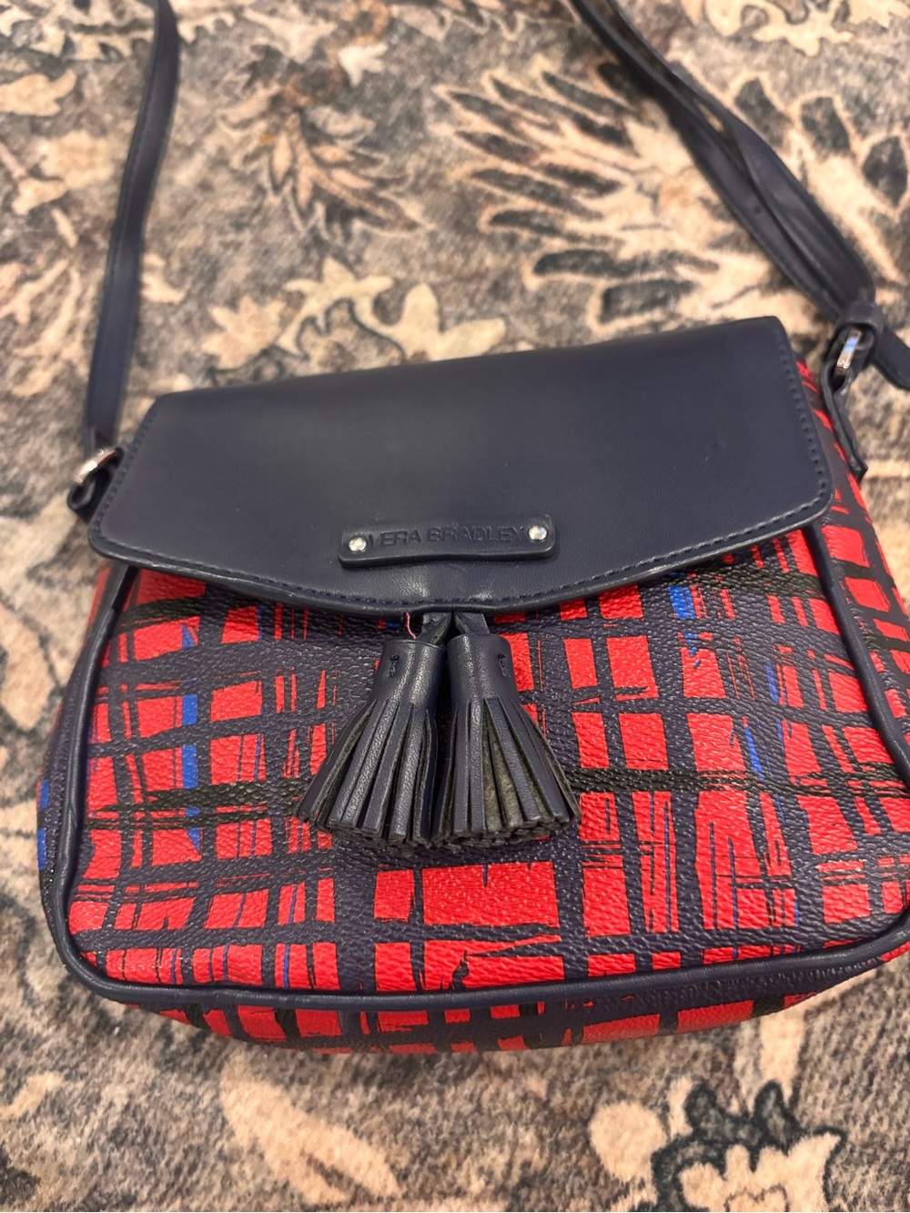 Vera Bradley Plaid Faux Leather Crossbody Purse Like New - Picture 2 of 4